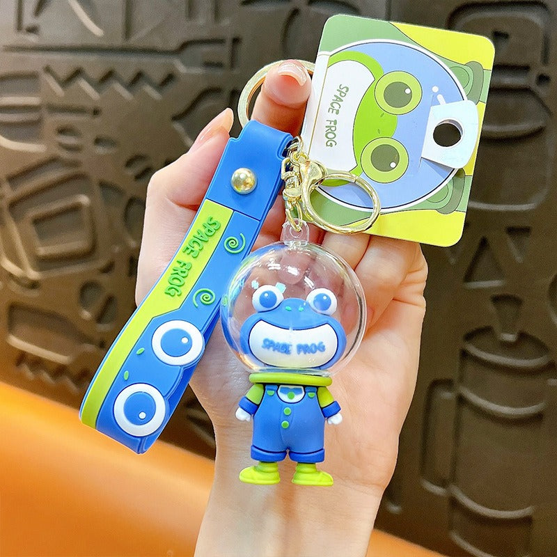 4色 カエルの宇宙飛行士キーホルダー 宇宙飛行士雑貨 カエルアクセサリー かわいいカエル