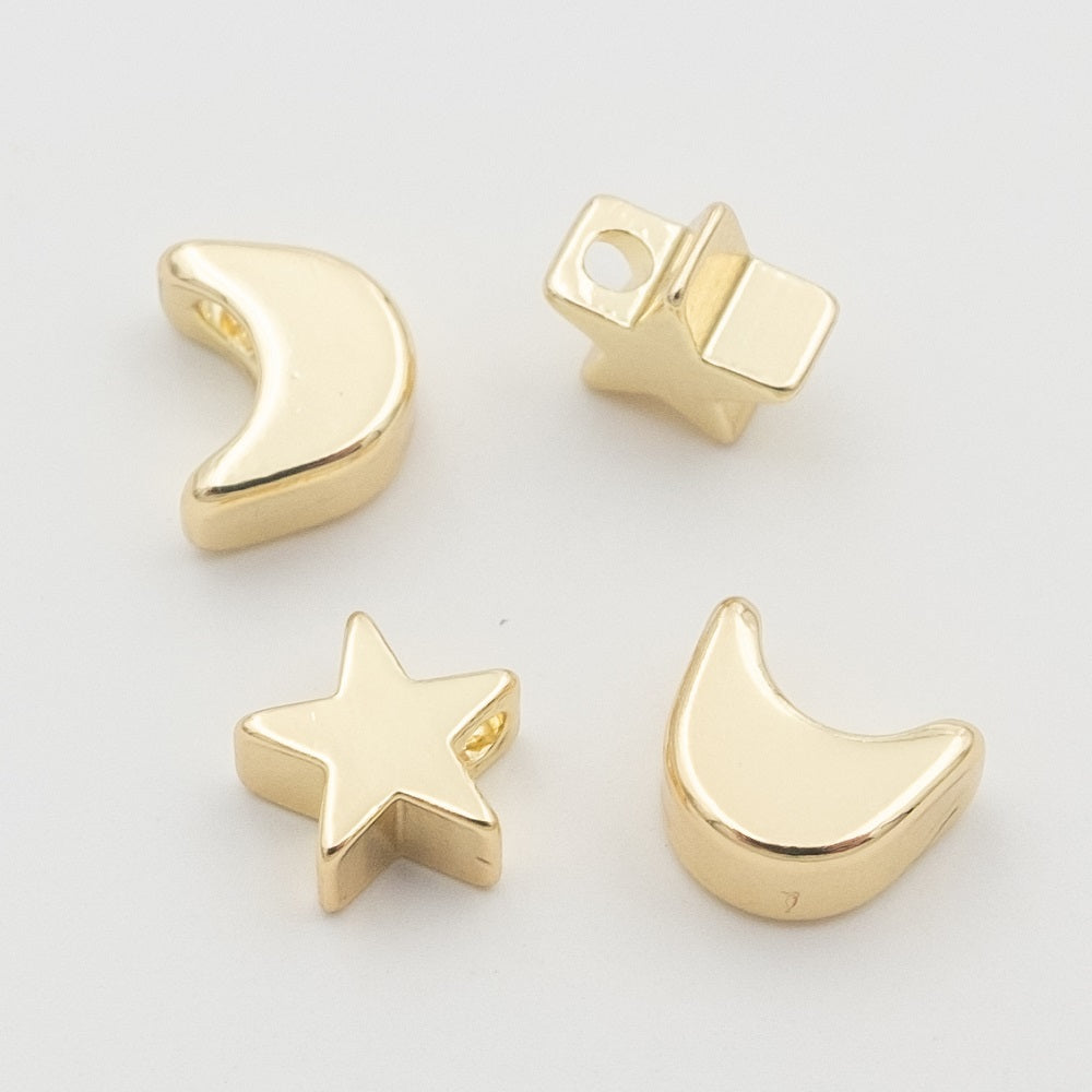 銅製高品質素材/宇宙雑貨/三日月星四つ葉のクローバー/基礎金具/最安値保証＆営業日当日出荷保証