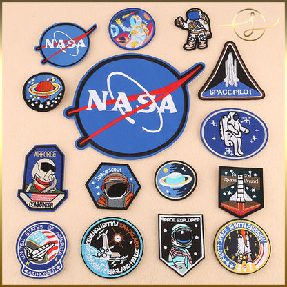 【16種】宇宙飛行士 惑星 ロケット 刺繍ワッペン アイロンワッペン アップリケ アイロン接着 ハンドメイド