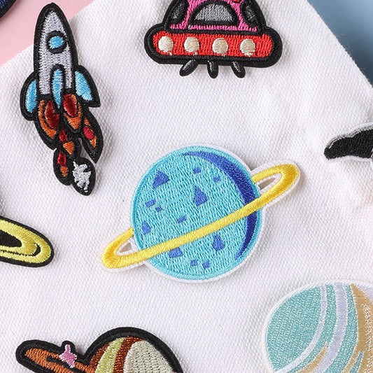 【13種】惑星 UFO ロケット 宇宙 刺繍ワッペン アイロンワッペン アップリケ アイロン接着 ハンドメイド