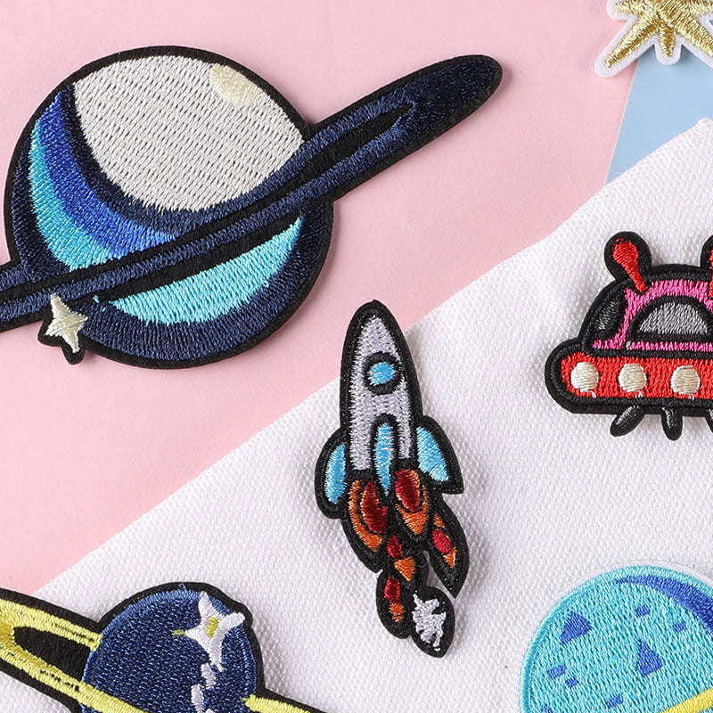【13種】惑星 UFO ロケット 宇宙 刺繍ワッペン アイロンワッペン アップリケ アイロン接着 ハンドメイド