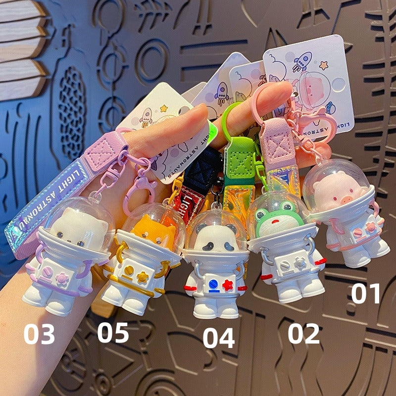 5色 か宇宙飛行士 蛙 うさぎ 猫 柴犬 パンダ キーホルダー イルミネーションキーホルダー