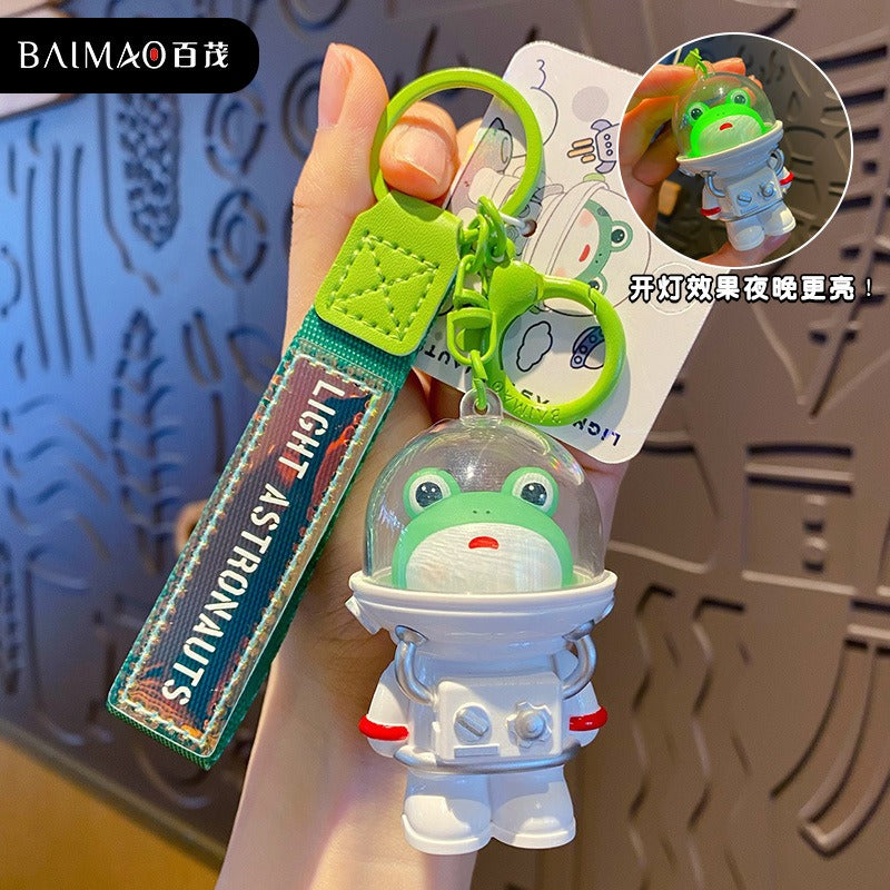 5色 か宇宙飛行士 蛙 うさぎ 猫 柴犬 パンダ キーホルダー イルミネーションキーホルダー