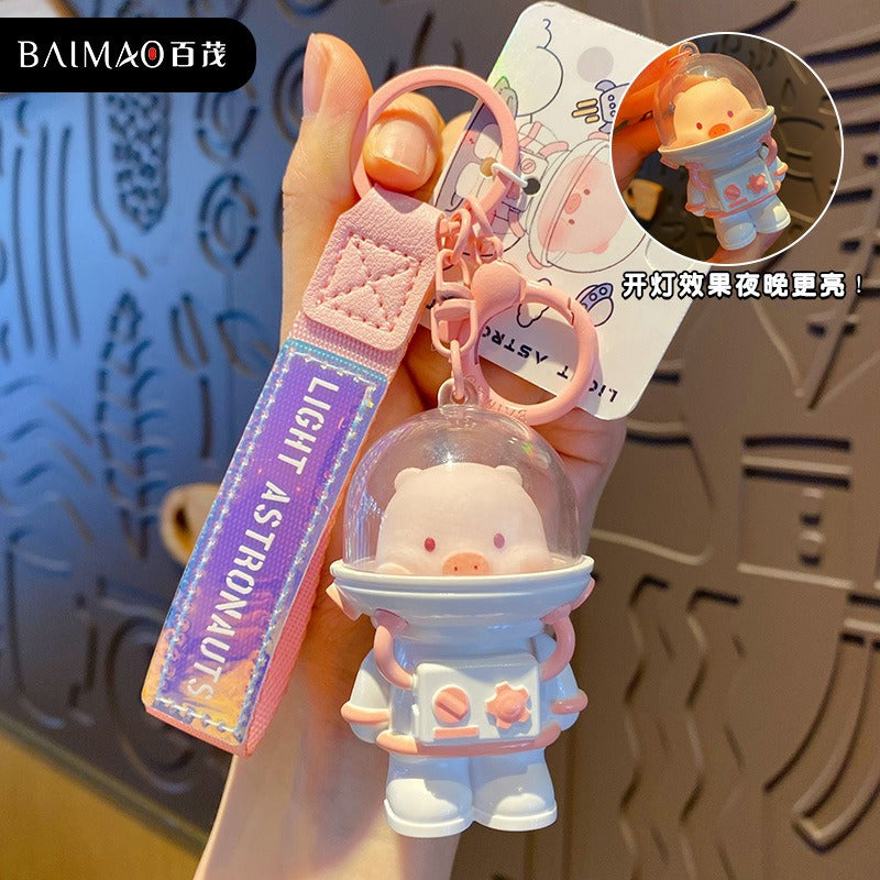 5色 か宇宙飛行士 蛙 うさぎ 猫 柴犬 パンダ キーホルダー イルミネーションキーホルダー