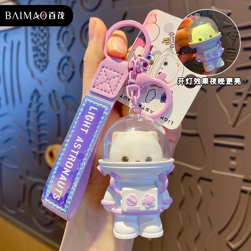 5色 か宇宙飛行士 蛙 うさぎ 猫 柴犬 パンダ キーホルダー イルミネーションキーホルダー