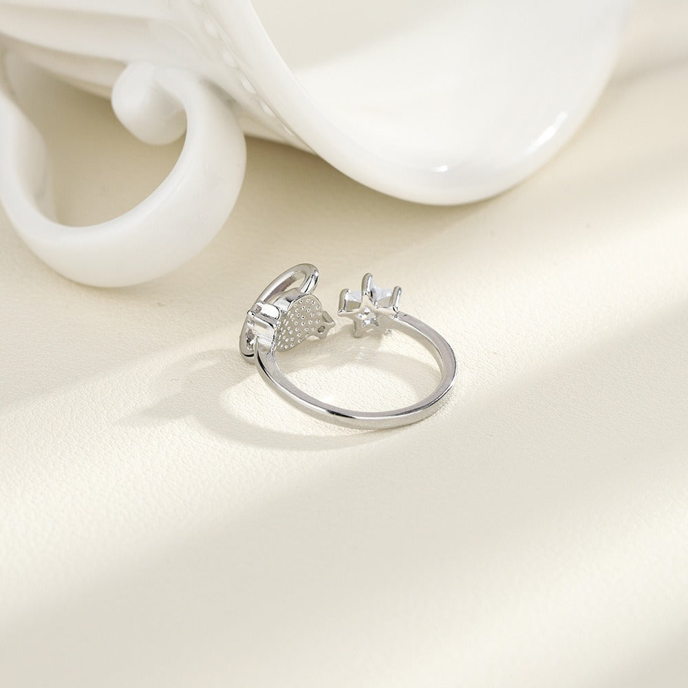 ラインストーン  星指輪     銀河  惑星指輪  宇宙指輪   フリーサイズのリング  宇宙関連アクセサリー