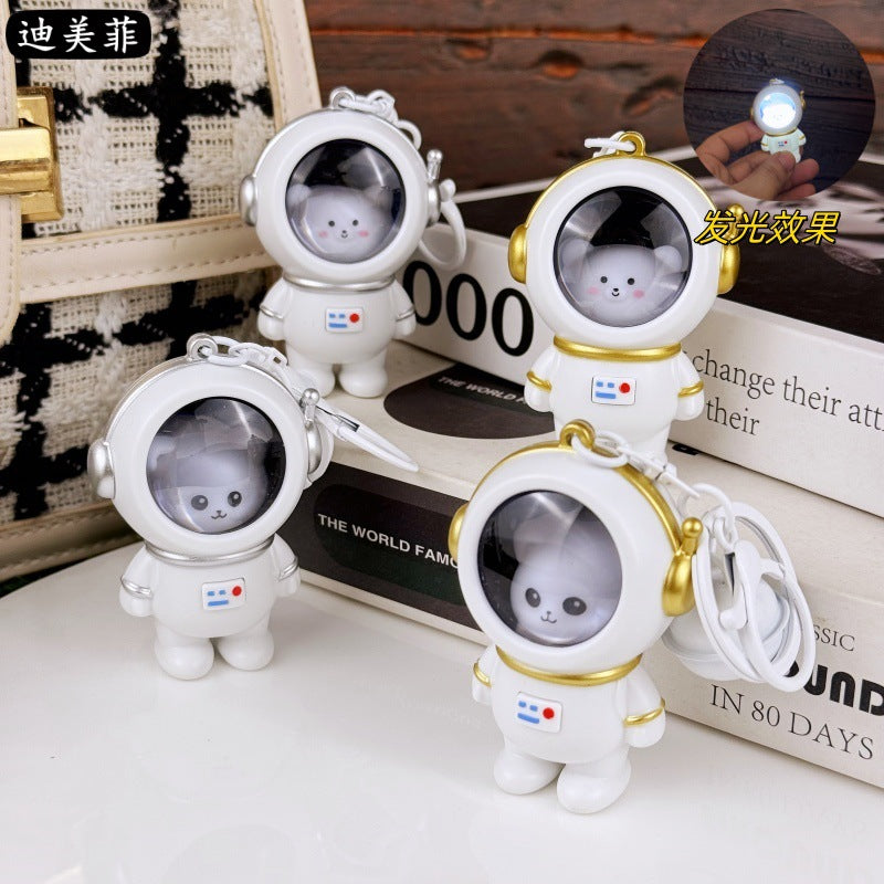 かわいいカートゥーン発光星空宇宙飛行士キーホルダー 宇宙人チャーム バッグペンダント 記念品