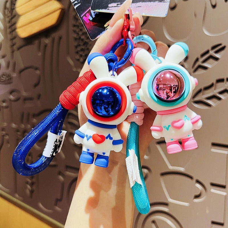 4色 宇宙飛行士キーホルダー  宇宙飛行士のウサギ  うさぎギキーホルダー　宇宙雑貨 バッグチャーム