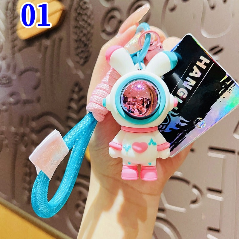 4色 宇宙飛行士キーホルダー  宇宙飛行士のウサギ  うさぎギキーホルダー　宇宙雑貨 バッグチャーム