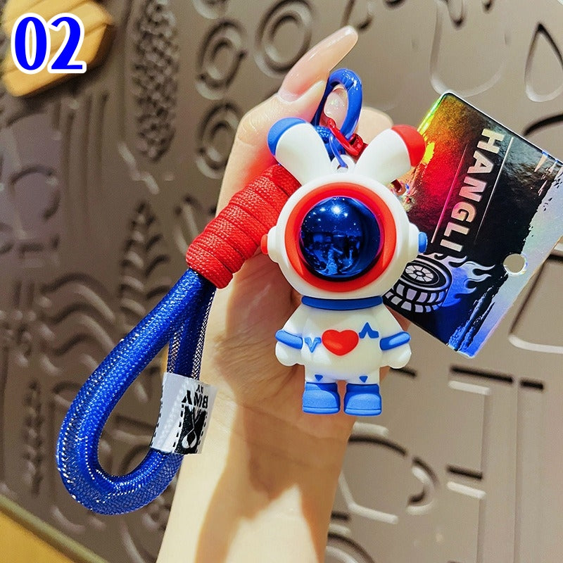 4色 宇宙飛行士キーホルダー  宇宙飛行士のウサギ  うさぎギキーホルダー　宇宙雑貨 バッグチャーム