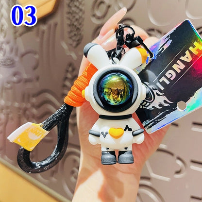4色 宇宙飛行士キーホルダー  宇宙飛行士のウサギ  うさぎギキーホルダー　宇宙雑貨 バッグチャーム