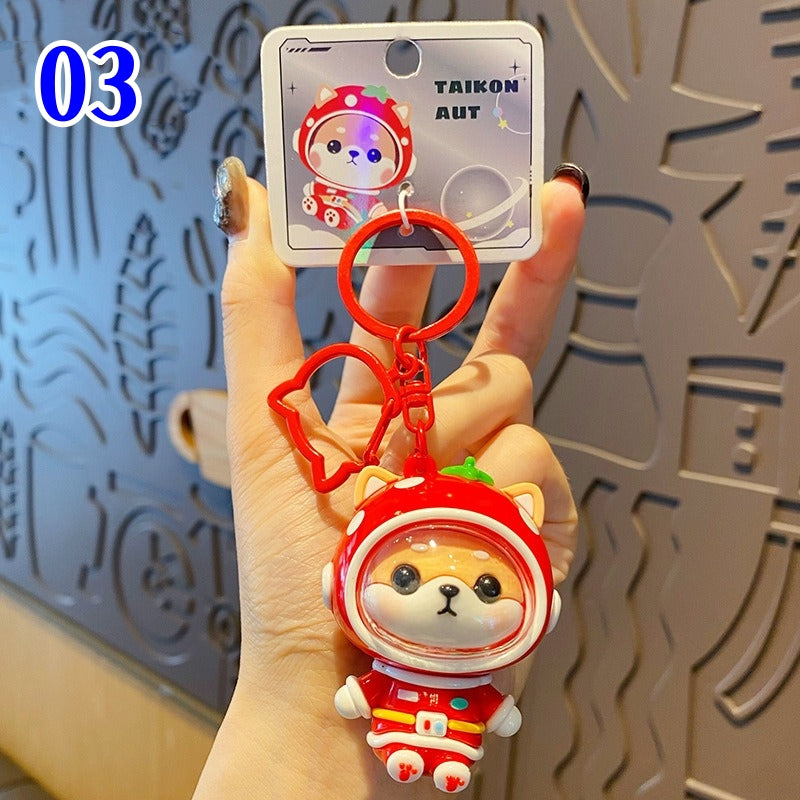 3色 宇宙飛行士キーホルダー  柴犬キーホルダー　宇宙雑貨 バッグチャーム  柴犬雑貨