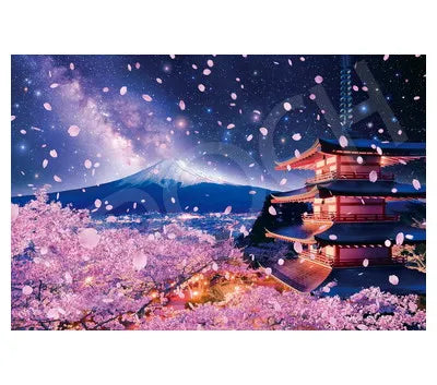 22-107s 浅間神社から望む夜桜富士