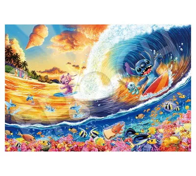 73-406s Stitch -Sunset Surfing- 300ピース　（スティッチ　-サンセットサーフィン-　300ピース）