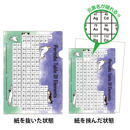 元素ならべネコ元素周期表クリアファイル 夜空 (日本語)